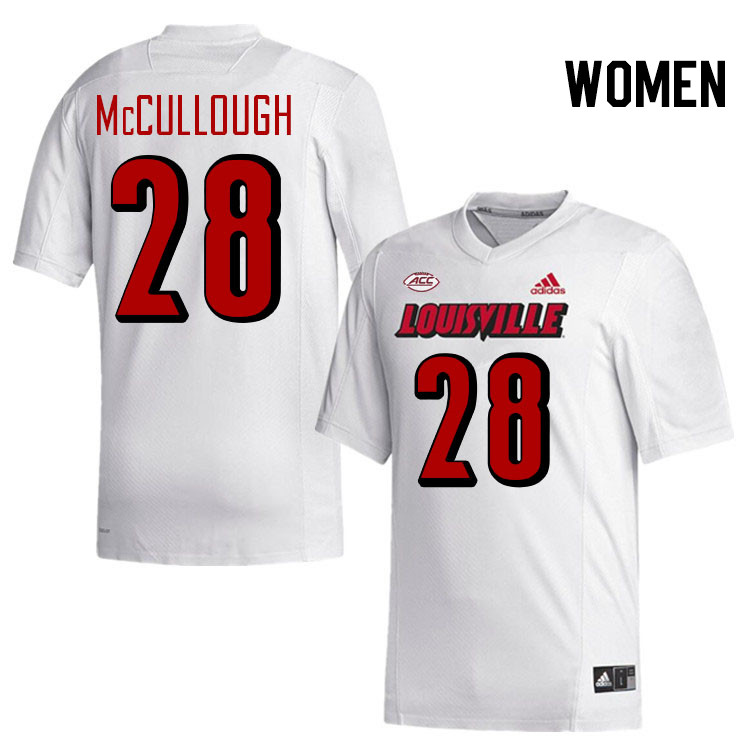 Women #28 Daeh McCullough Louisville Cardinals College Football Jerseys Stitched-White